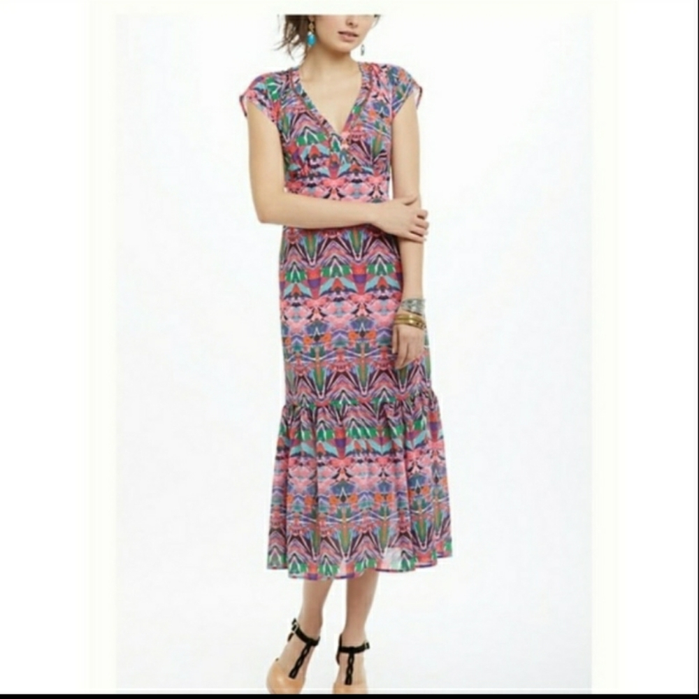 VANESSA VIRGINIA Mural Maxi Dress EUC